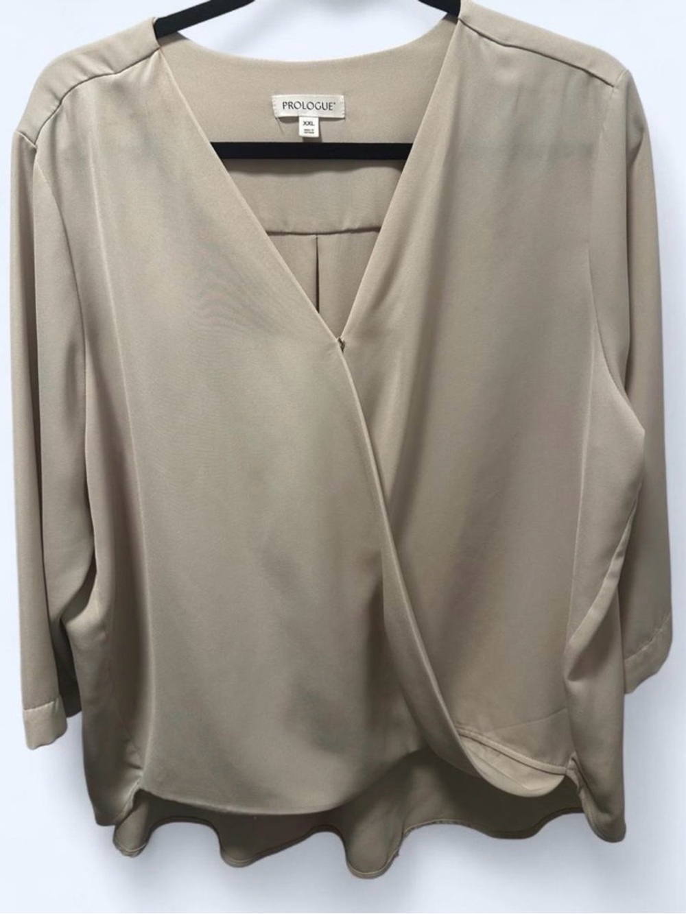 Prologue Women's Beige Taupe Wrap-Style Blouse